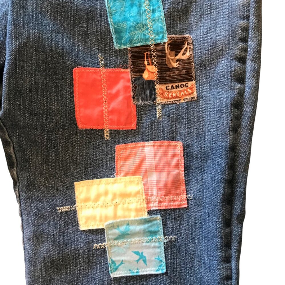 Upcycled Patchwork Cropped Denim Pants, Summer La… - image 9